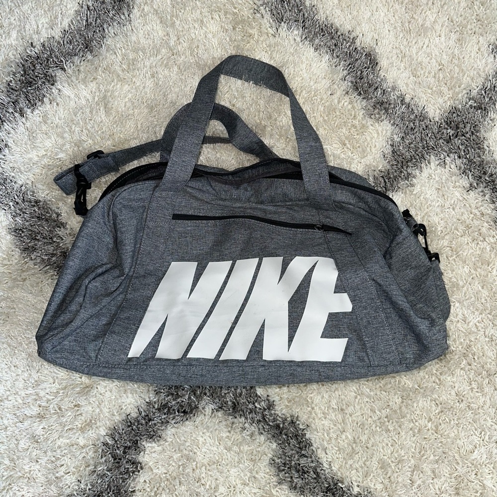 Nike Gray Duffel Bag with White Logo